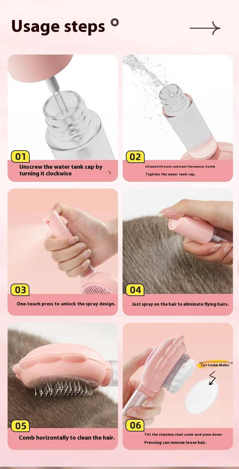 Premium 2-in-1 Self-Cleaning Pet Grooming Brush and Comb with curved comb teeth and ergonomic, non-slip handle for efficient and gentle grooming