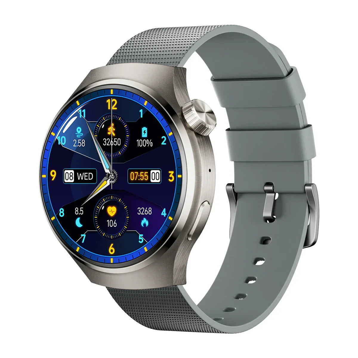 A premium Bluetooth smart watch with features for comprehensive health monitoring, including heart rate, blood pressure, and blood oxygen detection.
