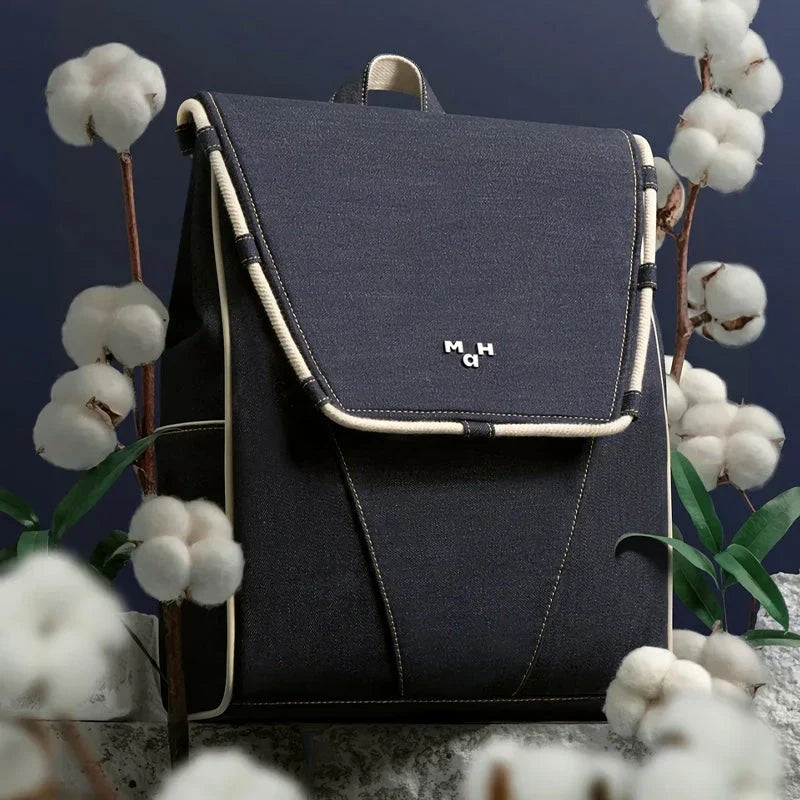 Premium eco-friendly denim waterproof backpack with multiple pockets and a comfortable handle for active lifestyles