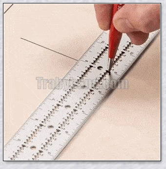 Precision Woodworkers Edge Ruler with adjustable angle, spring-loaded indexing system, and etched laser scale for accurate measurements in woodworking projects.