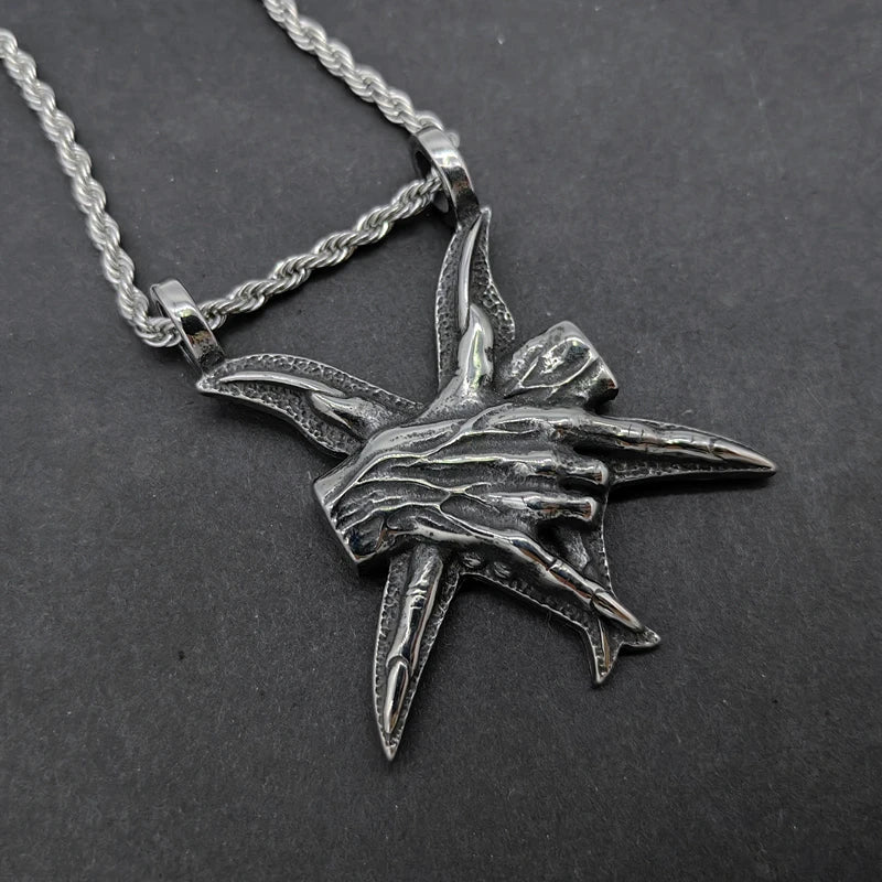 Sleek three-dimensional titanium steel pendant necklace in two chain length options