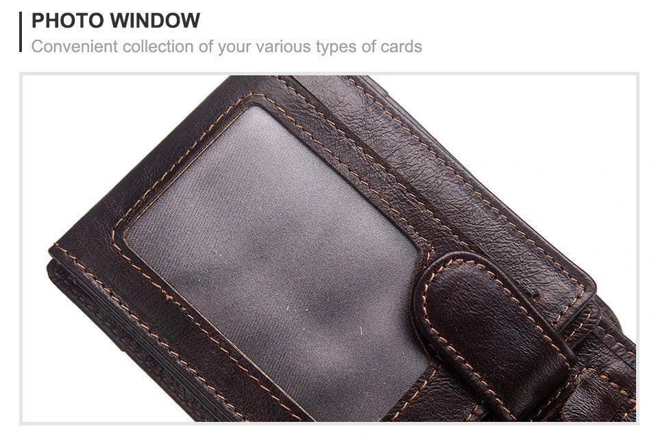 Premium British cowhide leather wallet with multi-card design and anti-magnetic protection