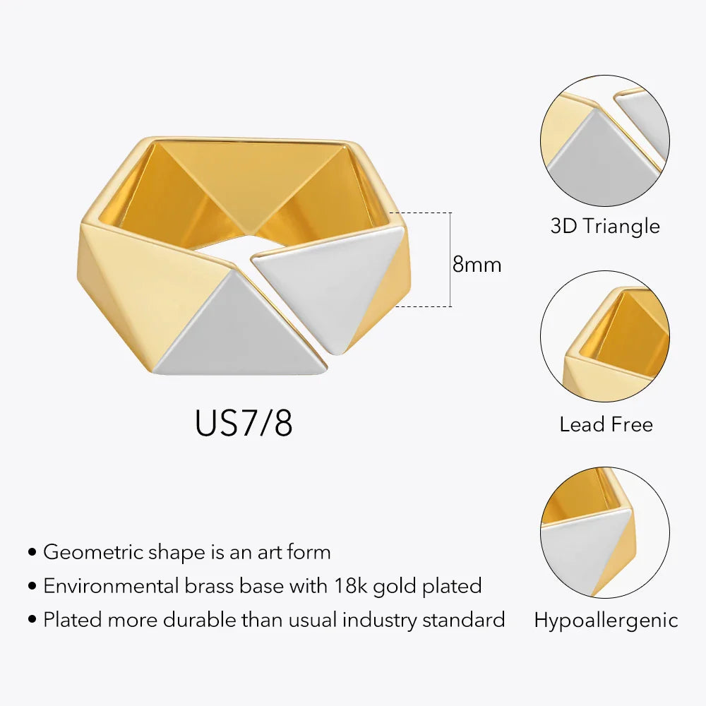 Luxury 18-carat gold ring with a captivating meteorite-inspired geometric pattern, a unique and eye-catching accessory for men and women.