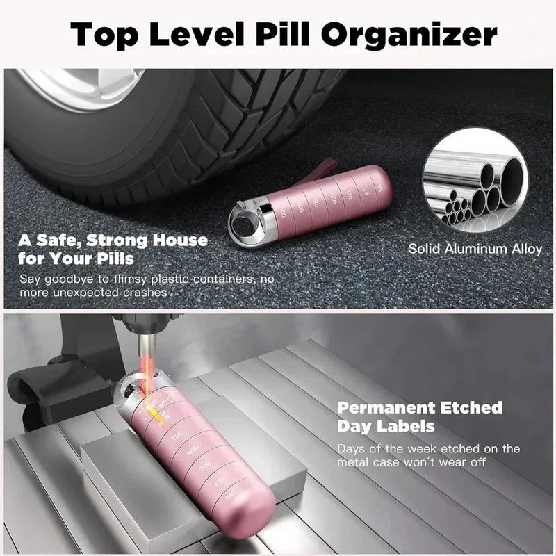 GiftHome UK Premium Weekly Pill Box with Waterproof Metal Design