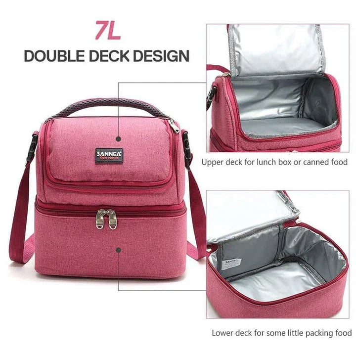 Premium insulated cooler bag with dual compartments for chilled drinks and snacks, made from durable Oxford cloth in a range of stylish colours.