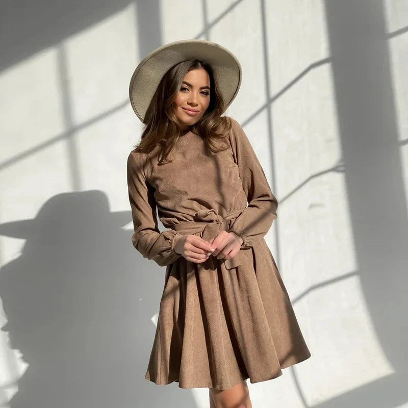 Stylish cotton pullover dress with versatile skirt-like design, perfect for the British commuter