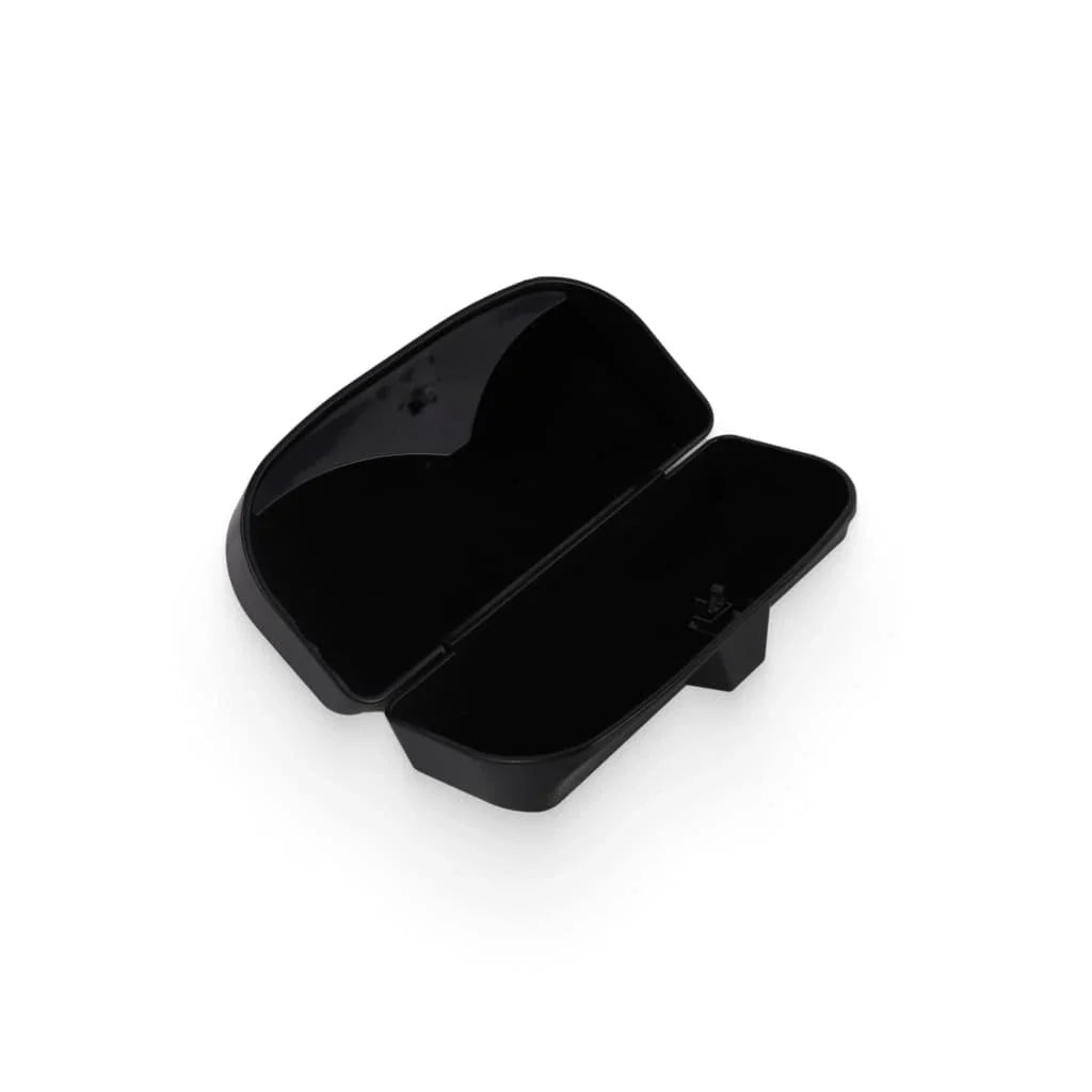 Magnetic car sunglasses case with storage slot for ID, cards, and parking tickets
