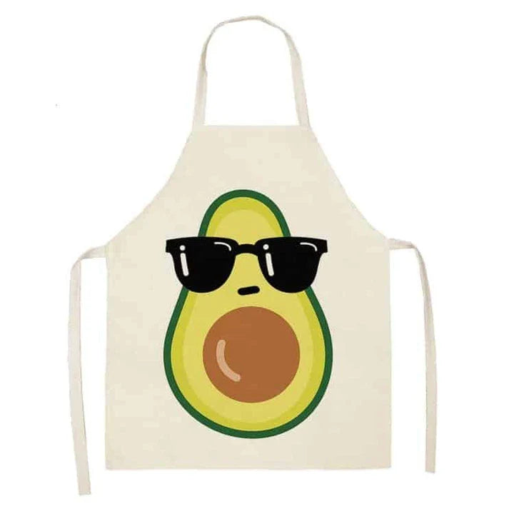Stylish avocado-printed apron for British home cooks and bakers to protect their clothes while adding a touch of personality to the kitchen