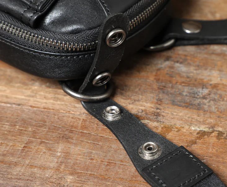 Timeless Leather One-Shoulder Crossbody Bag in Black, featuring premium British cowhide, hands-free design, and organised interior pockets