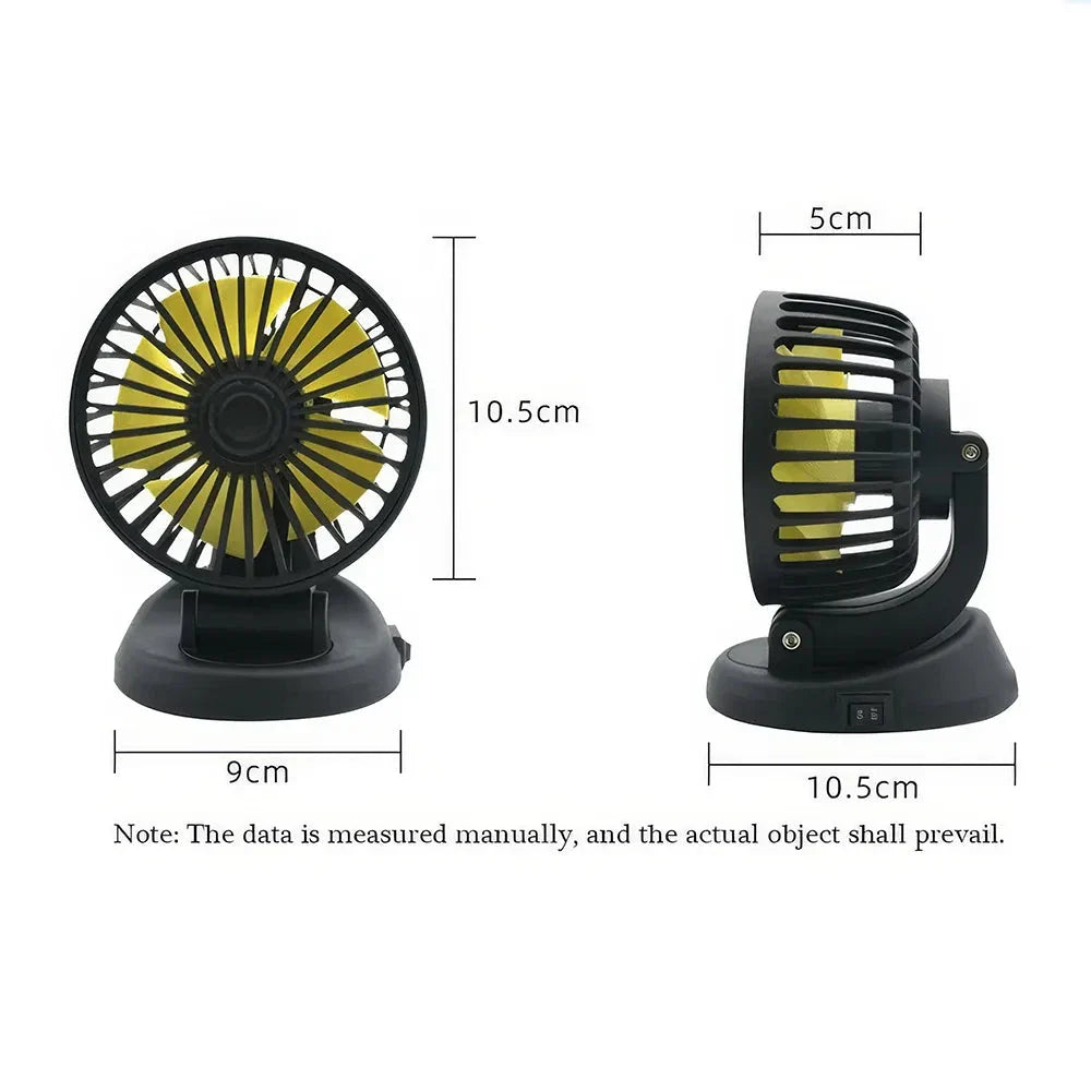 Multi-Angle Rotatable Car Cooling Fan with adjustable airflow and compact design for safe, comfortable driving