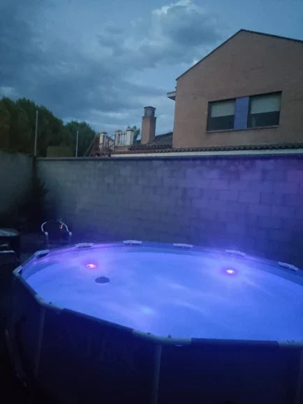 Submersible colour-changing LED pool lights with magnetic and suction cup mounting for easy installation
