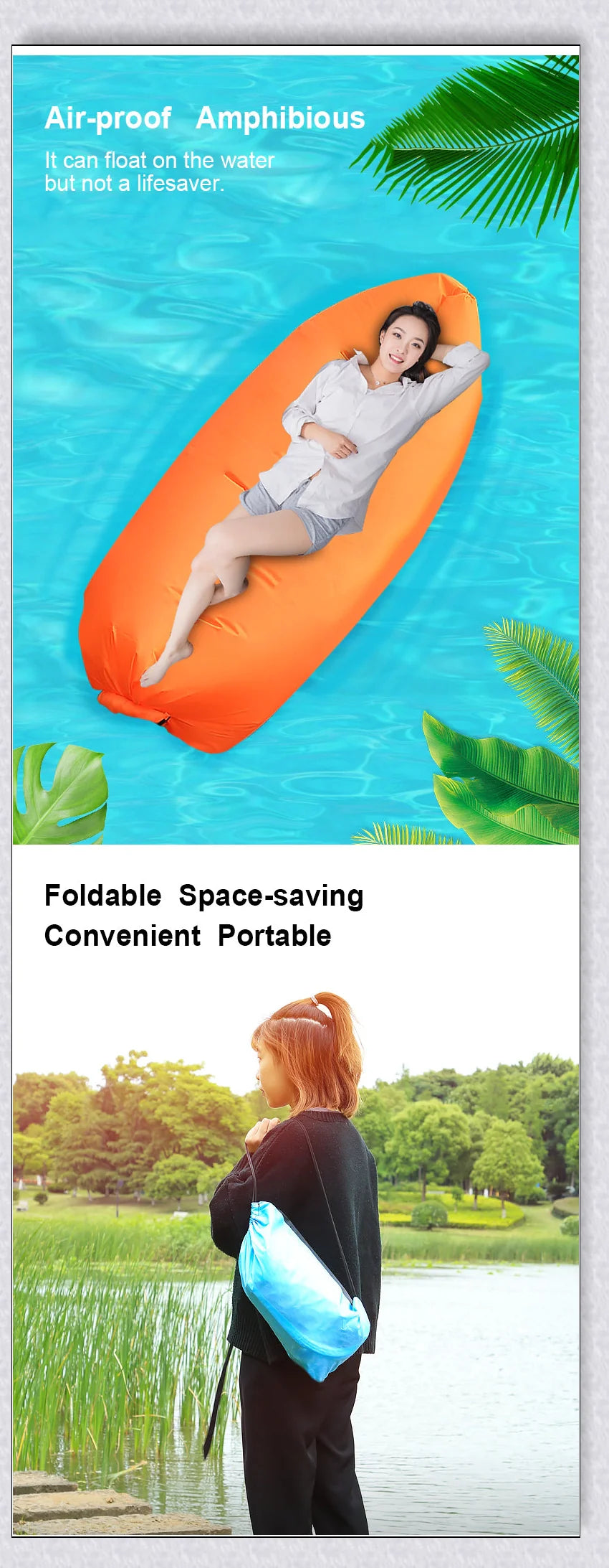 Outdoor Inflatable Couch in various vibrant colour options, perfect for relaxing in the garden, at the beach, or during a picnic