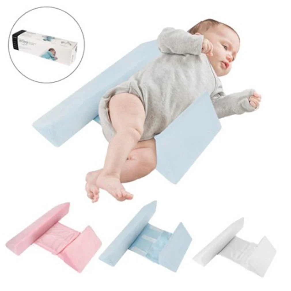Soft, breathable cotton newborn baby sleeping pillow with adjustable fit and triangular anti-roll design for a comfortable, secure sleeping experience
