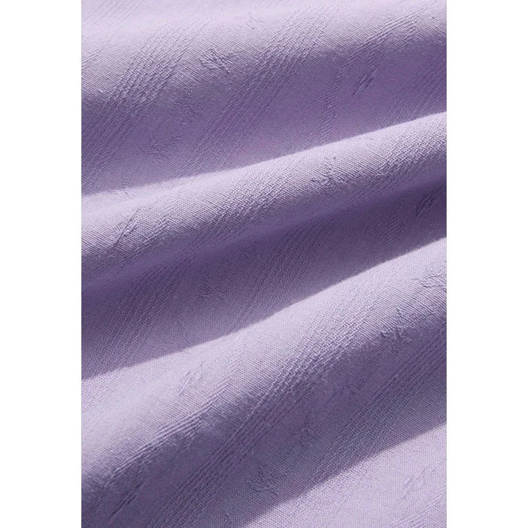 Women's French Tea Break Short-sleeve Dress with Puff Sleeves, Turn-down Collar, and Lace-up Detailing