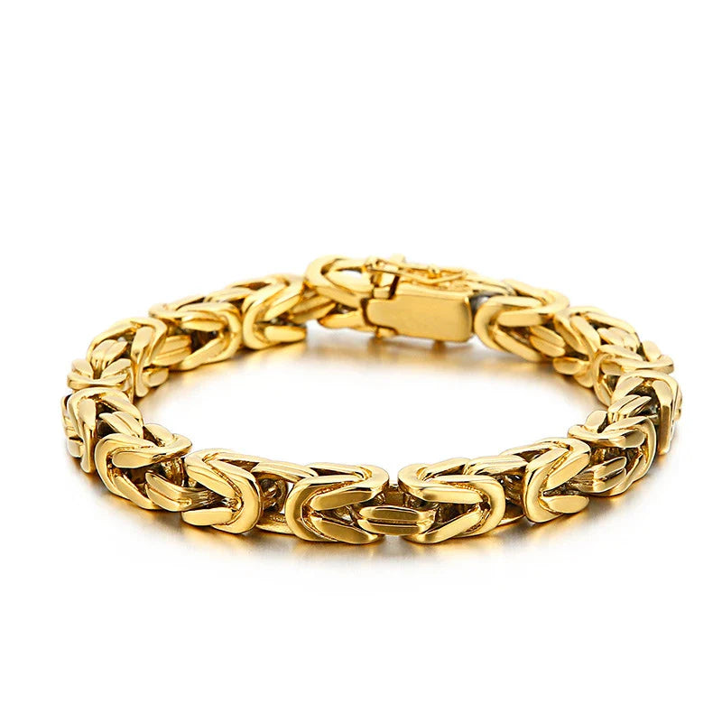 Stylish stainless steel square chain bracelet with an electroplated finish, designed for the modern gentleman