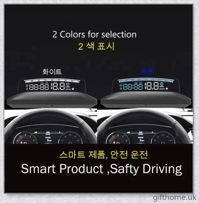 Premium windscreen-mounted car speed projector with bright, clear display reflecting on the windscreen
