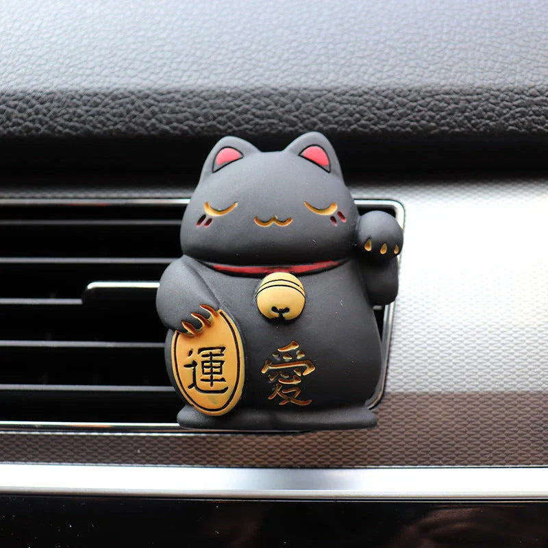 Stylish Lucky Cat Car Air Freshener and Fragrance Diffuser in Black Colour