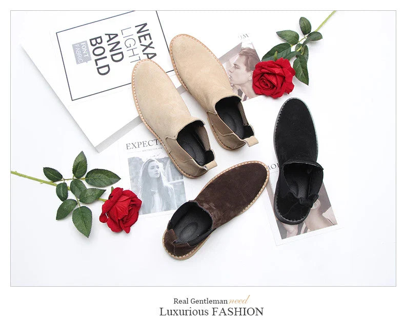 Stylish British-crafted Martin boots with a microfibre upper, pointed toe, and rubber sole for superior comfort and stability.