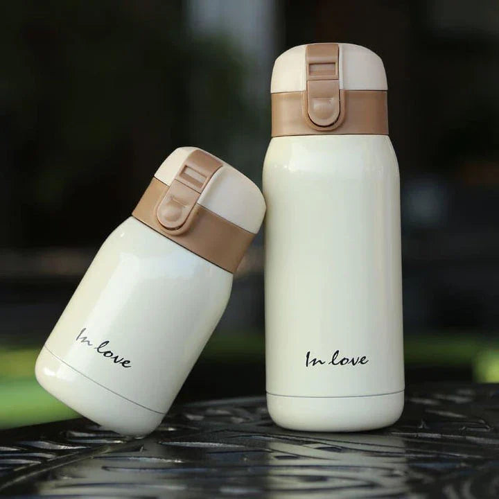 Stylish stainless steel travel thermos with compact and lightweight design, perfect for keeping drinks hot or cold on the go