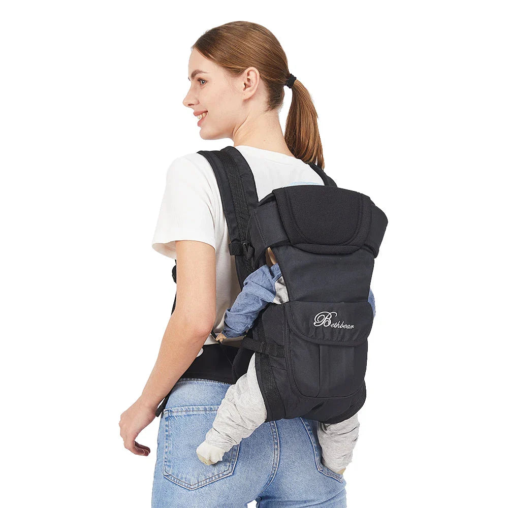 Premium baby carrier backpack with four carrying positions, adjustable straps, and ergonomic support for hands-free parenting