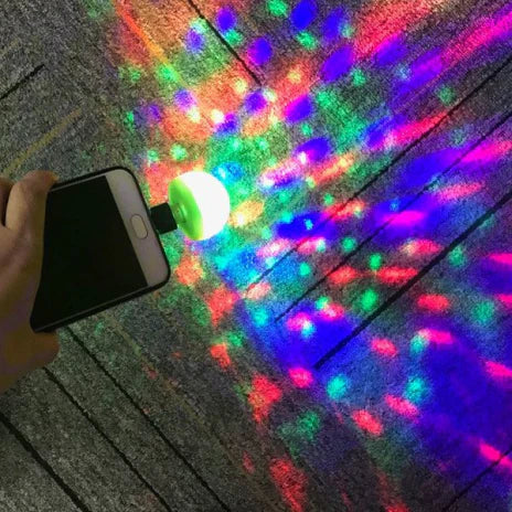 Compact and colourful USB disco light with flashing lights that synchronize to music