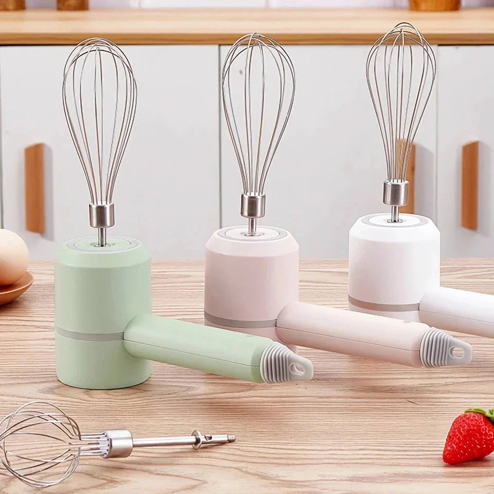 Versatile 3-in-1 Wireless Egg Beater and Garlic Chopper - Powerful 20W Motor, 3 Speed Settings, Rechargeable Design