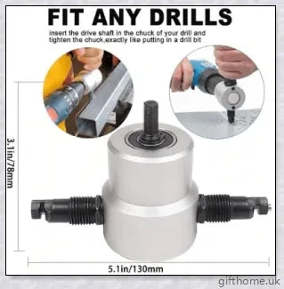 Double-Headed Metal Nibbler - a versatile tool that turns your drill into a powerful cutting machine for effortless metal, plastic, and soft material cutting