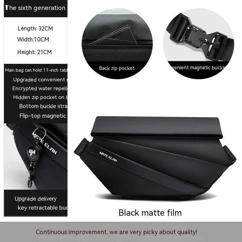 A sleek, minimalist crossbody bag with a mechanical-inspired design, crafted from premium PVC for durability and breathability.