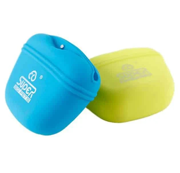 Premium waterproof dog treat pouch with durable plastic construction and convenient clip-on design