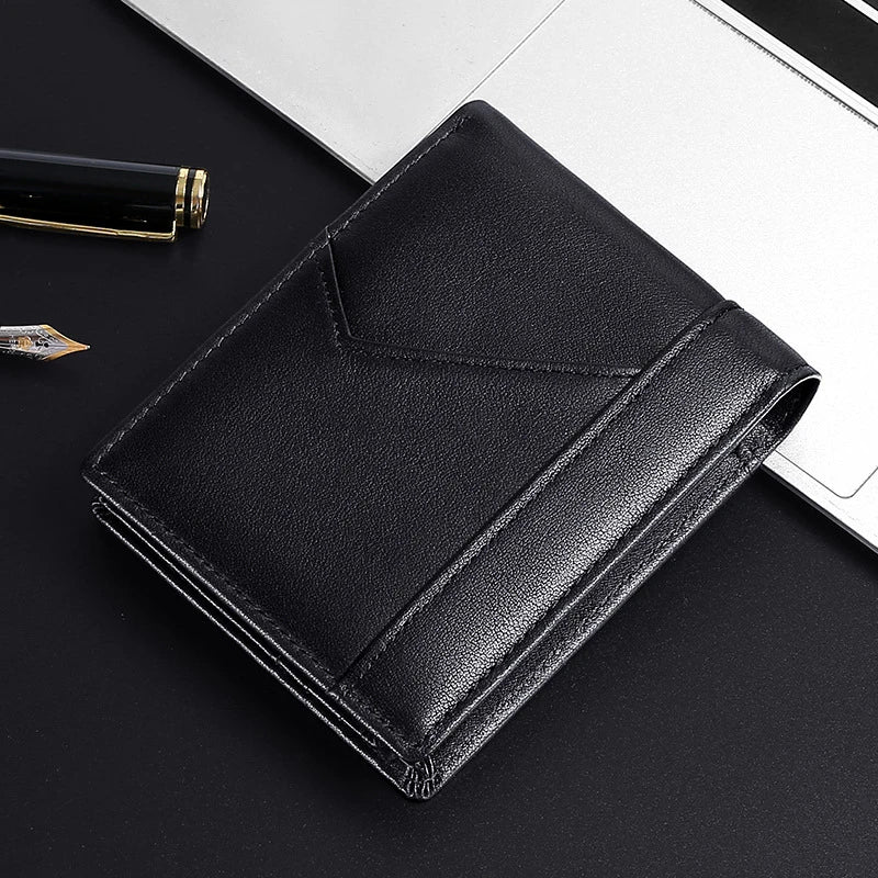 Premium leather wallet with RFID-blocking technology, featuring a smooth, elegant design for the discerning gentleman