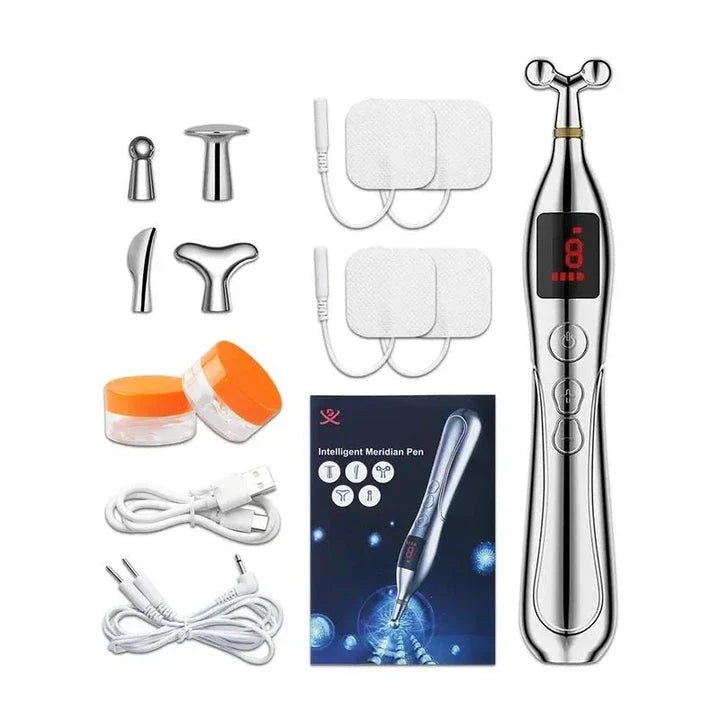 Electronic Acupuncture Massage Pen with 19 adjustable intensity levels and three targeted massage modes for natural pain relief and muscle relaxation