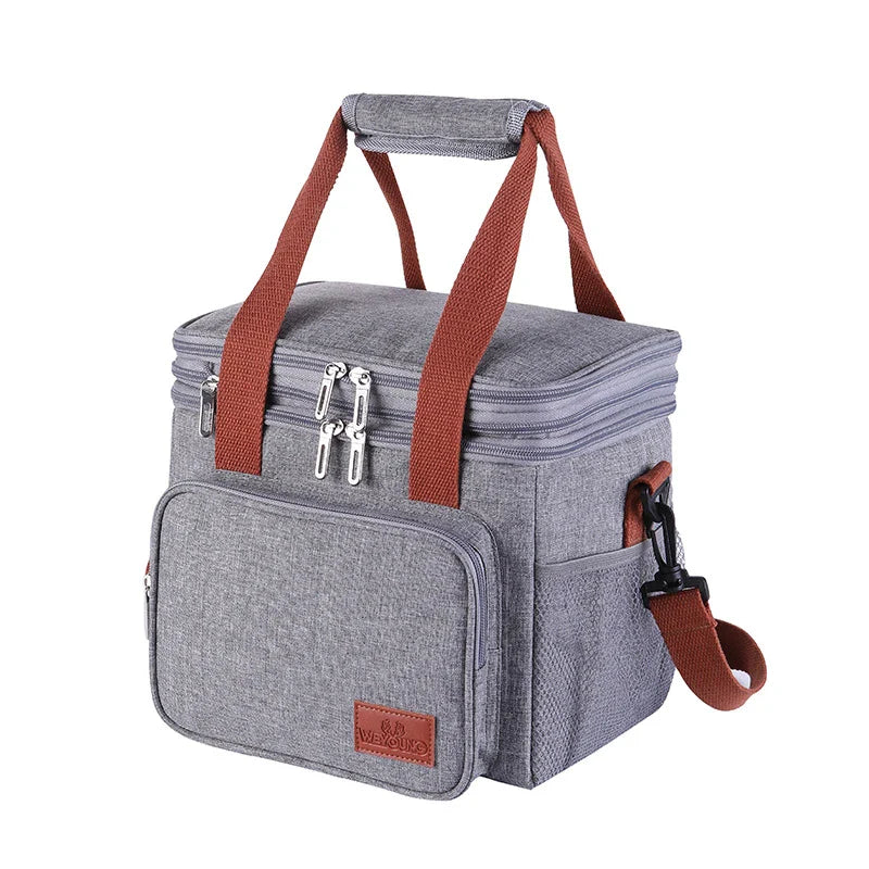 Portable picnic bento bag made of durable Oxford cloth and insulated with aluminium foil to keep food fresh and at the right temperature