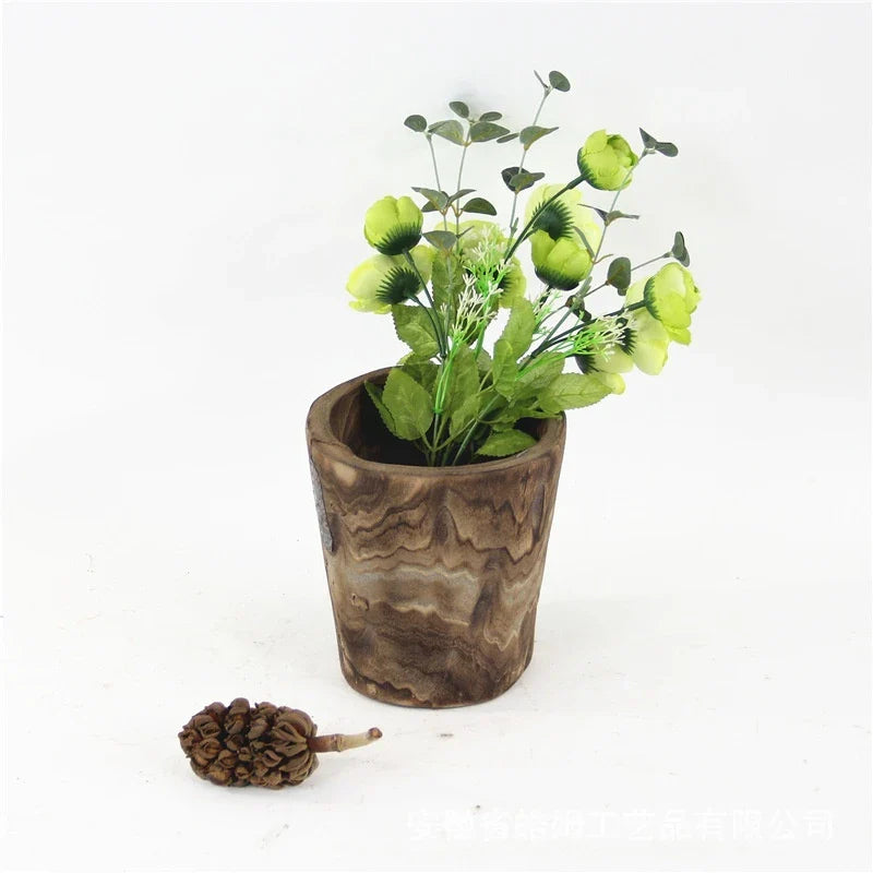 Handmade wooden flower pot and vase in a modern, minimalist design made from sustainable willow wood