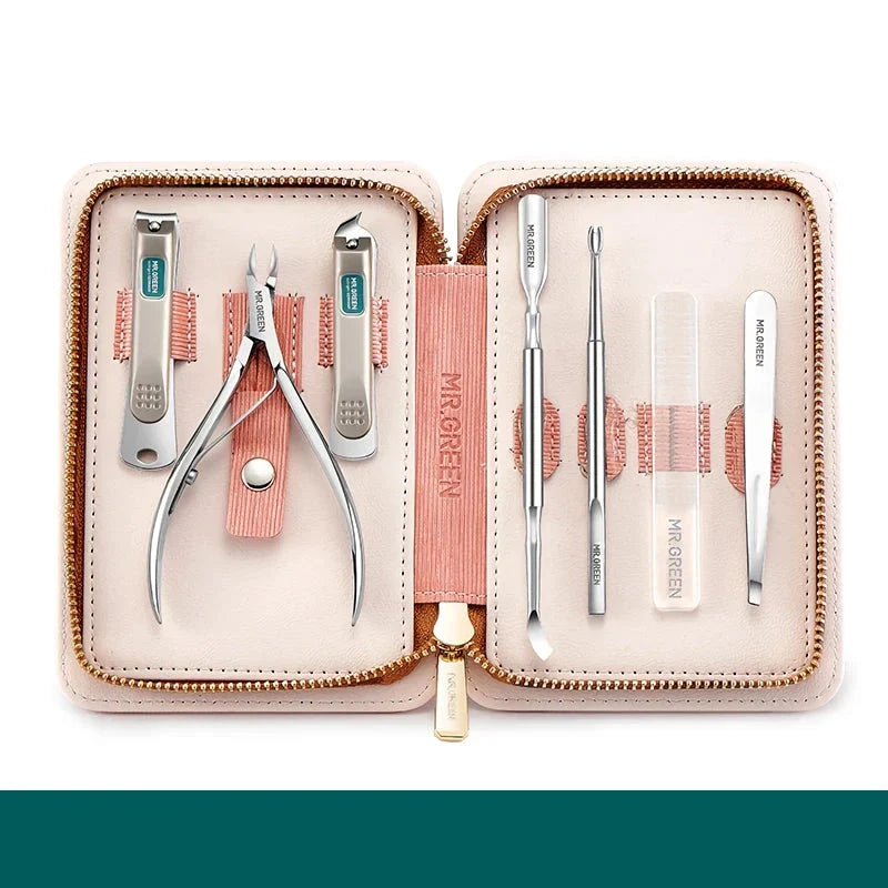Luxurious 7-in-1 Manicure and Pedicure Set with Medical-Grade Stainless Steel Tools and Stylish Leather Case