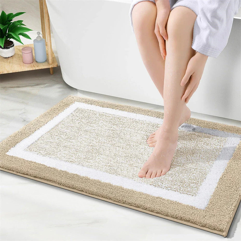 Luxury Microfibre Bathroom Mat with High-Density Memory Foam Core and Fast-Absorbing Coral Velvet Microfibre