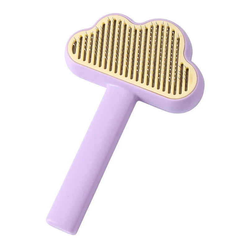Premium self-cleaning pet comb in various colours, featuring a unique hair removal mechanism for effortless grooming