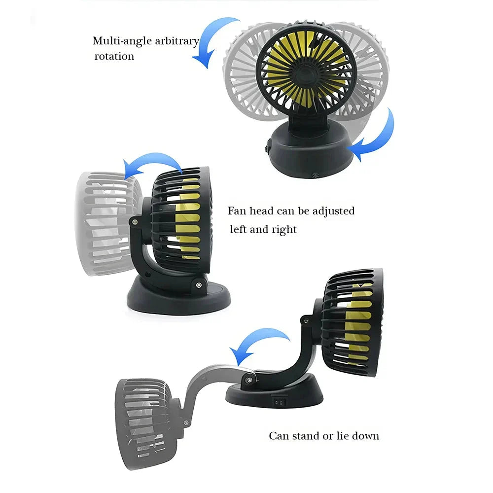 Multi-Angle Rotatable Car Cooling Fan with adjustable airflow and compact design for safe, comfortable driving