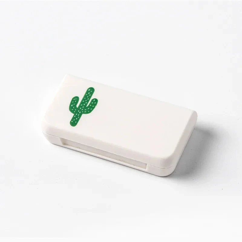 Compact and stylish 3-compartment pill organiser for travelling, made from durable, eco-friendly plastic