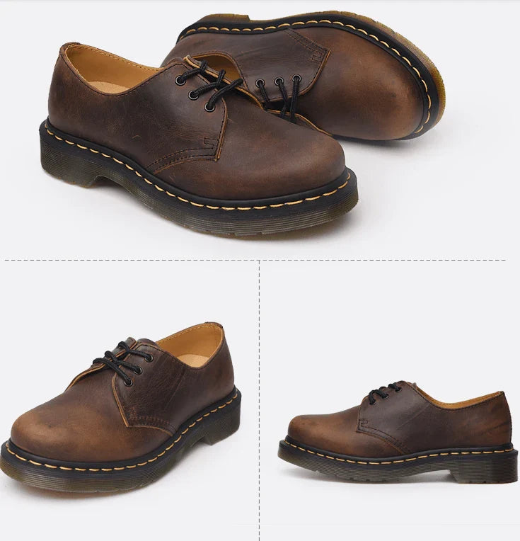 GiftHome UK Premium Crazy Horse Leather Men's and Women's Low-Top Couple Shoes
