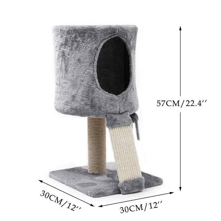 A four-layer cat scratching post made of durable wood and rope, providing multiple levels for your cat to enjoy their natural scratching behaviour.