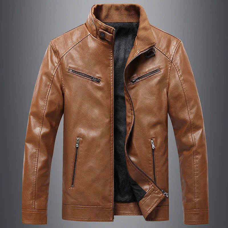 Stylish Fleece-Padded Jacket with PU Leather Accents in Various Colours