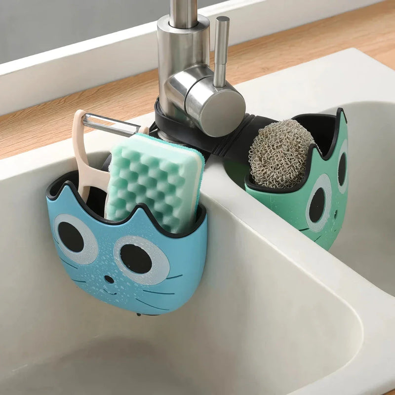 GiftHome UK Charming Cat-Themed Sink Organizer for Tidy Kitchens