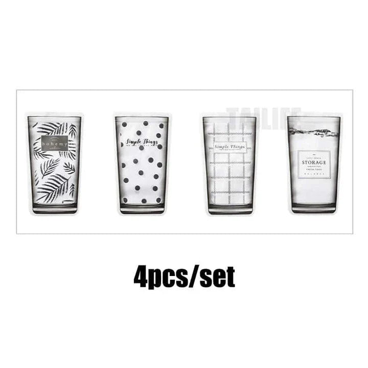 Set of 4 premium quality, clear zipper bags for storing and preserving food freshness