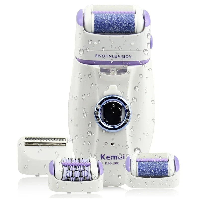 Premium 3-in-1 electric epilator and shaver for women with carbon steel blades, two speed settings, and built-in LED light for smooth, hair-free skin