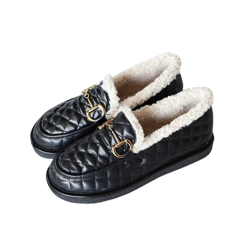 Flat-Bottomed All-Match Maternity Cotton Scoop Shoes in black and beige colors