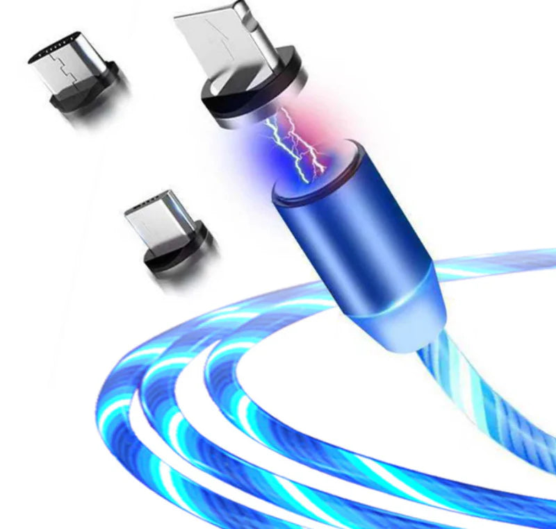 Stylish magnetic charging cable for iPhone, Android, and Type-C devices with premium aluminium alloy construction and fast 2.1A charging