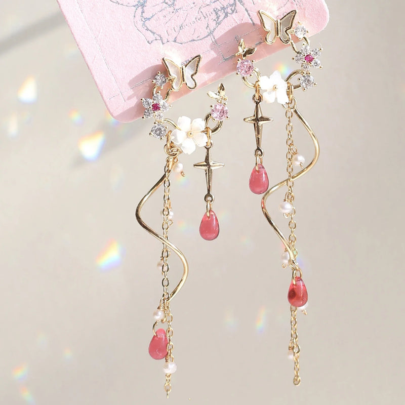 GiftHome UK Elegant and Exquisite Gilded Earrings with Precious Stones
