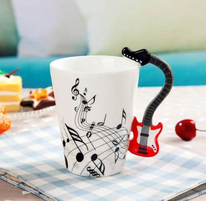 GiftHome UK Premium Eco-Friendly Ceramic Mug with Musical Instrument Designs