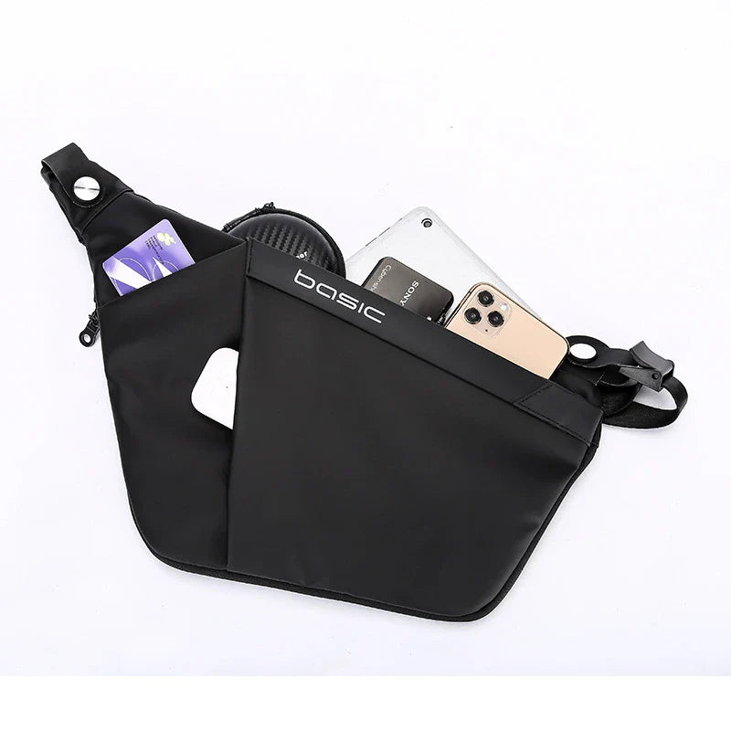 A sleek, sophisticated messenger bag made of premium PU leather, designed for the modern, urbane gentleman in the UK.