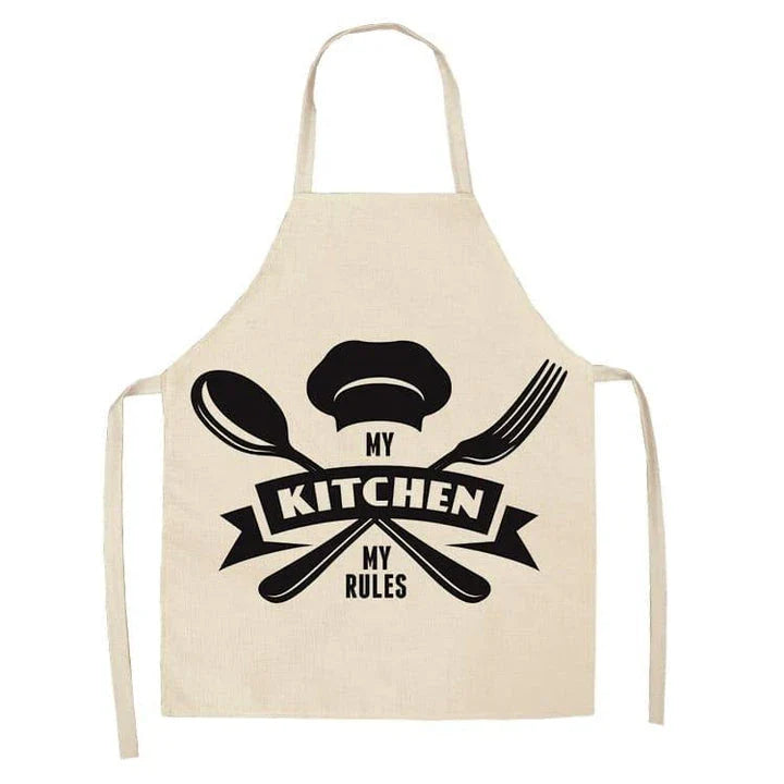 Premium Cotton and Linen Apron in Blue, Green, Grey, and White colors for the modern British kitchen
